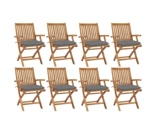 Sulankstomos Sodo Kėdės Su Pagalvėlėmis, 8Vnt., Tikmedis