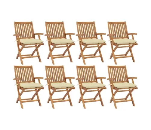 Saliekami Dārza Krēsli Ar Matračiem, 8 Gab., Masīvs Tīkkoks Vidaxl