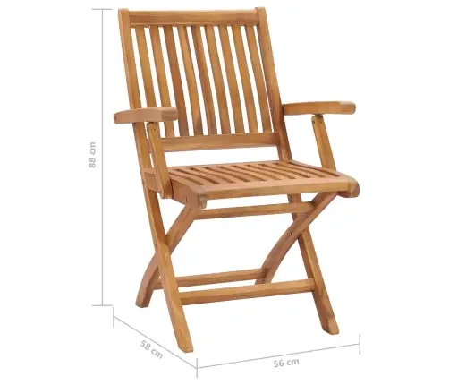 Saliekami Dārza Krēsli Ar Matračiem, 8 Gab., Masīvs Tīkkoks Vidaxl