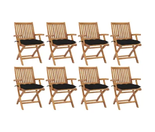 Saliekami Dārza Krēsli Ar Matračiem, 8 Gab., Masīvs Tīkkoks Vidaxl