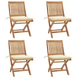 Saliekami Dārza Krēsli Ar Matračiem, 4 Gab., Masīvs Tīkkoks Vidaxl