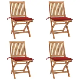 Saliekami Dārza Krēsli Ar Matračiem, 4 Gab., Masīvs Tīkkoks Vidaxl