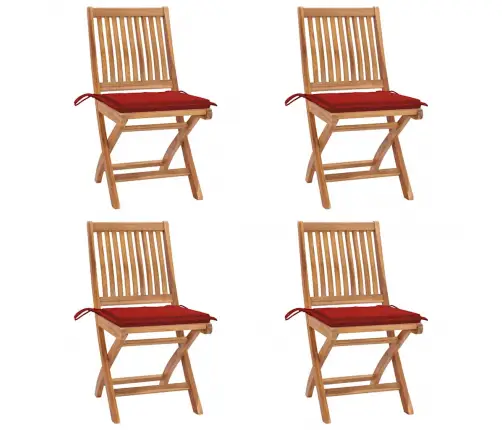 Saliekami Dārza Krēsli Ar Matračiem, 4 Gab., Masīvs Tīkkoks Vidaxl