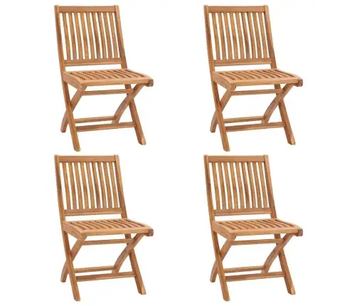 Saliekami Dārza Krēsli Ar Matračiem, 4 Gab., Masīvs Tīkkoks Vidaxl