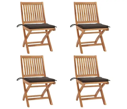 Saliekami Dārza Krēsli Ar Matračiem, 4 Gab., Masīvs Tīkkoks Vidaxl