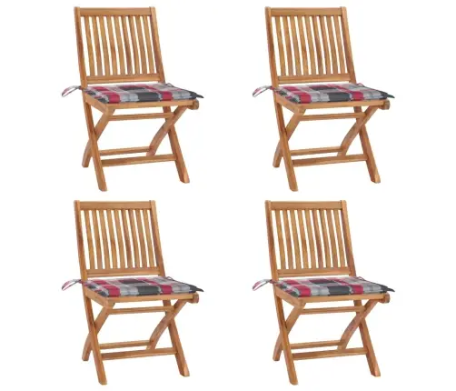 Saliekami Dārza Krēsli Ar Matračiem, 4 Gab., Masīvs Tīkkoks Vidaxl