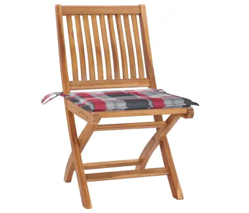 Saliekami Dārza Krēsli Ar Matračiem, 4 Gab., Masīvs Tīkkoks Vidaxl