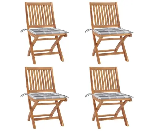 Saliekami Dārza Krēsli Ar Matračiem, 4 Gab., Masīvs Tīkkoks Vidaxl