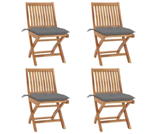 Kokkupandavad Aiatoolid Patjadega, 4 Tk, Tiikpuu