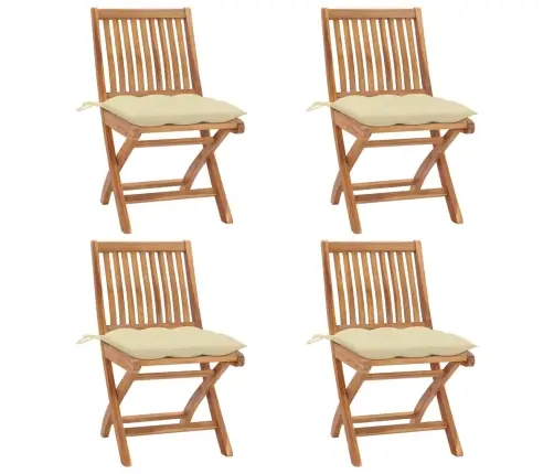 Saliekami Dārza Krēsli Ar Matračiem, 4 Gab., Masīvs Tīkkoks Vidaxl Saliekami Dārza Krēsli Ar Matračiem, 4 Gab., Masīvs Tīkkoks Vidaxl