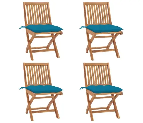 Saliekami Dārza Krēsli Ar Matračiem, 4 Gab., Masīvs Tīkkoks Vidaxl