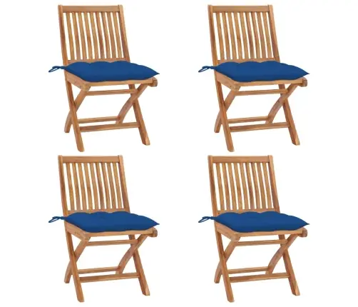 Kokkupandavad Aiatoolid Patjadega, 4 Tk, Tiikpuu