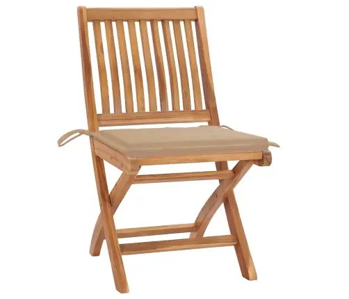 Saliekami Dārza Krēsli Ar Matračiem, 6 Gab., Masīvs Tīkkoks Vidaxl