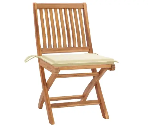 Sulankstomos Sodo Kėdės Su Pagalvėlėmis, 8Vnt., Tikmedis Sulankstomos Sodo Kėdės Su Pagalvėlėmis, 8Vnt., Tikmedis