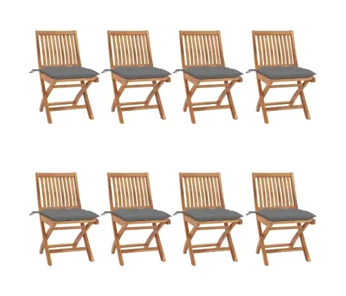 Sulankstomos Sodo Kėdės Su Pagalvėlėmis, 8Vnt., Tikmedis