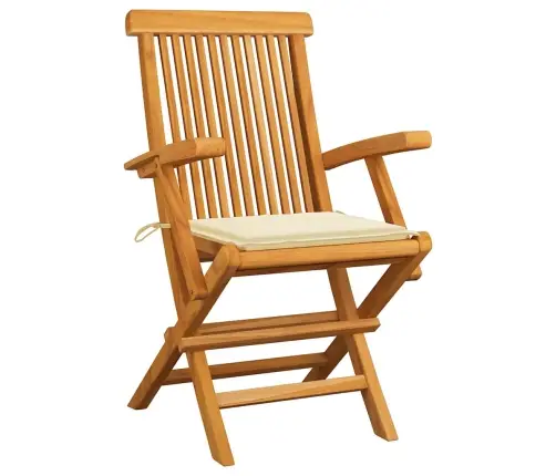 Dārza Krēsli, 8 Gab., Krēmkrāsas Matrači, Masīvs Tīkkoks Vidaxl