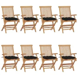 Dārza Krēsli, 8 Gab., Melni Matrači, Masīvs Tīkkoks Vidaxl