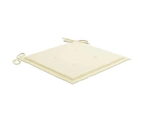 Sodo Kėdės Su Kreminėmis Pagalvėlėmis, 8Vnt., Tikmedžio Masyvas