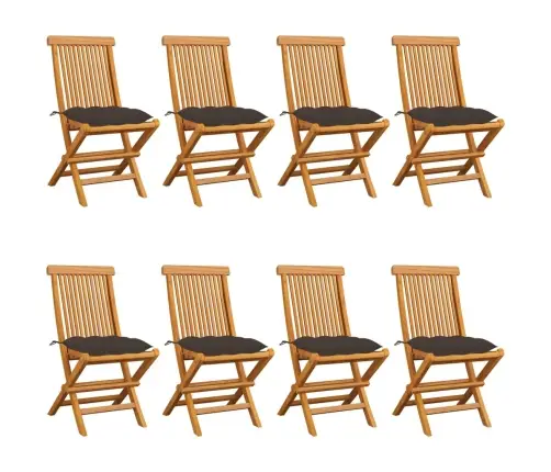 Sodo Kėdės Su Taupe Spalvos Pagalvėlėmis, 8Vnt., Tikmedis