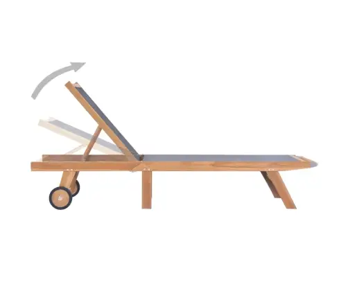 Kokkupandav Päevitustool Ratastega 2 Tk, Tiikpuu Ja Tekstiil