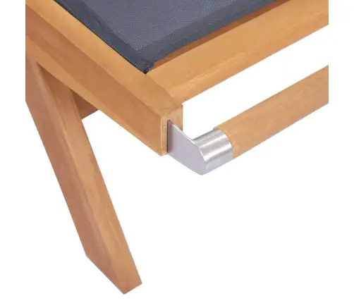 Kokkupandav Päevitustool Ratastega 2 Tk, Tiikpuu Ja Tekstiil