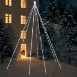 Led Kalėdų Eglutė Vidinė Lauko 1300 Led Šalta Balta 8 M