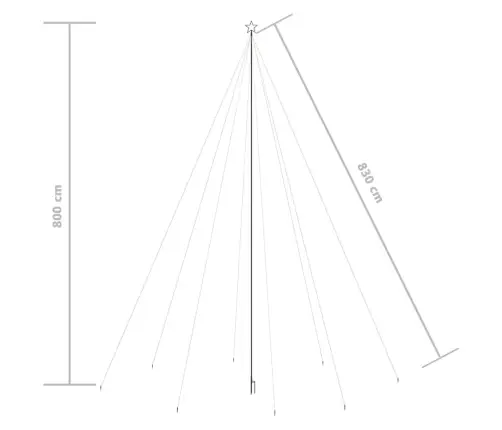 Led Kalėdų Eglutė Vidinė Lauko 1300 Led Mėlyna 8 M