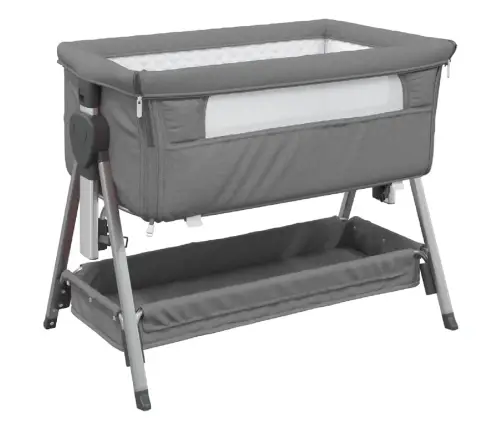 Bērnu Gultiņa Ar Matraci, Tumši Pelēks Lina Audums Vidaxl