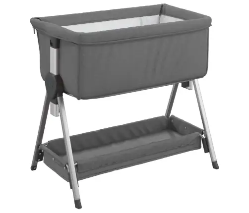 Bērnu Gultiņa Ar Matraci, Tumši Pelēks Lina Audums Vidaxl