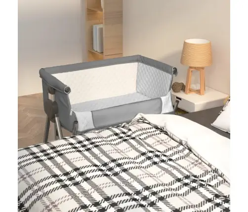 Bērnu Gultiņa Ar Matraci, Tumši Pelēks Lina Audums Vidaxl