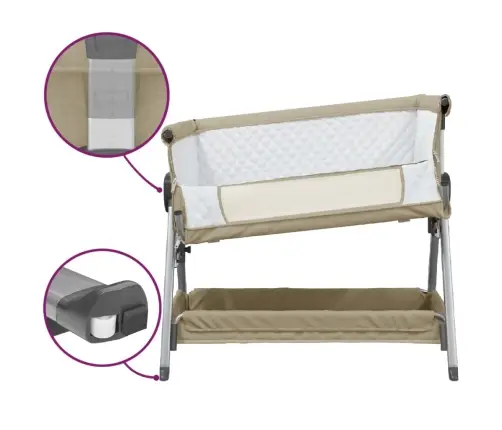 Bērnu Gultiņa Ar Matraci, Pelēkbrūns Lina Audums Vidaxl