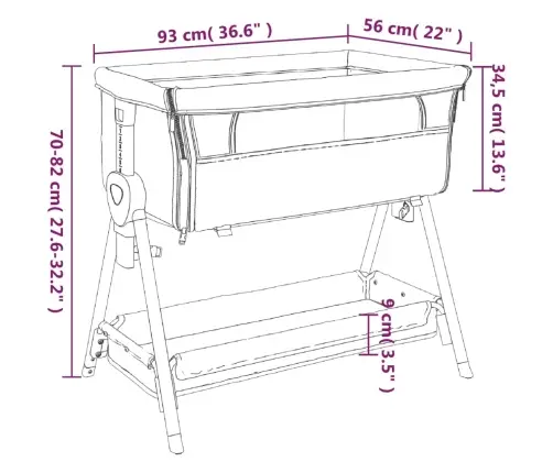 Bērnu Gultiņa Ar Matraci, Pelēkbrūns Lina Audums Vidaxl