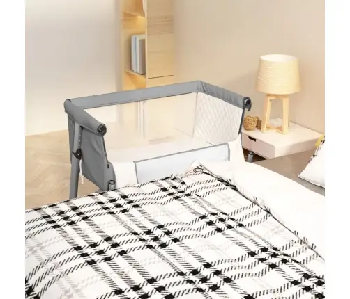 Bērnu Gultiņa Ar Matraci, Gaiši Pelēks Lina Audums Vidaxl