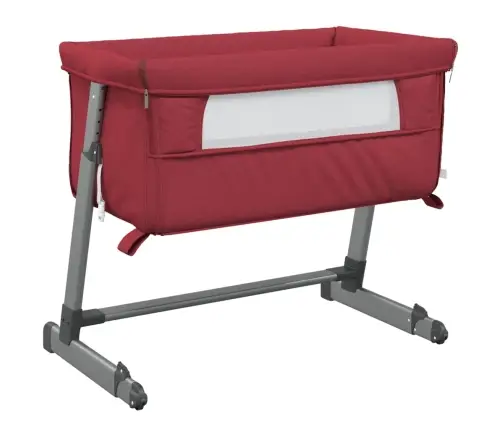 Bērnu Gultiņa Ar Matraci, Sarkans Lina Audums Vidaxl