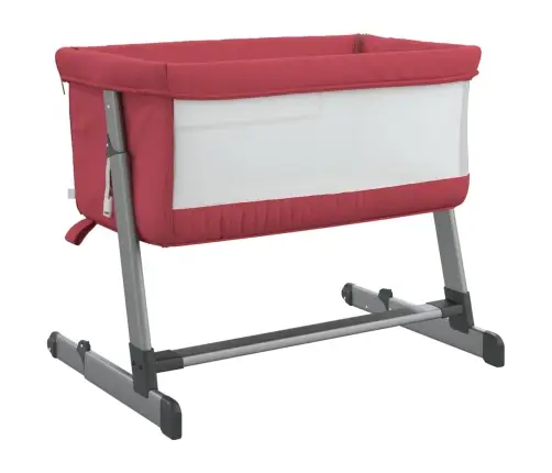 Bērnu Gultiņa Ar Matraci, Sarkans Lina Audums Vidaxl