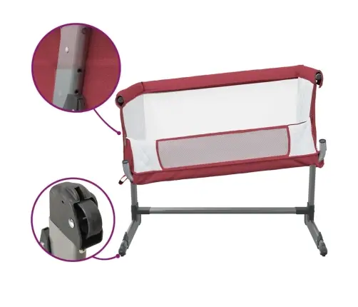 Bērnu Gultiņa Ar Matraci, Sarkans Lina Audums Vidaxl