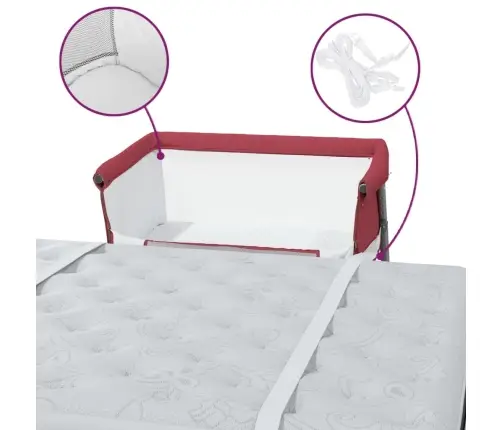 Bērnu Gultiņa Ar Matraci, Sarkans Lina Audums Vidaxl