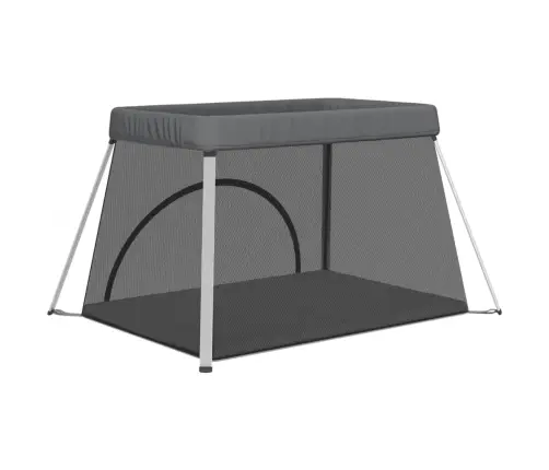 Bērnu Sētiņa Ar Matraci, Tumši Pelēks Lina Audums Vidaxl