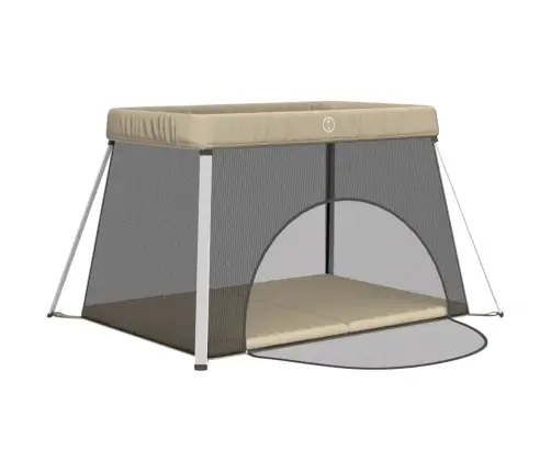 Bērnu Sētiņa Ar Matraci, Pelēkbrūns Lina Audums Vidaxl