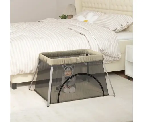 Bērnu Sētiņa Ar Matraci, Pelēkbrūns Lina Audums Vidaxl