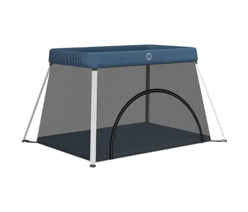 Bērnu Sētiņa Ar Matraci, Zils Lina Audums Vidaxl