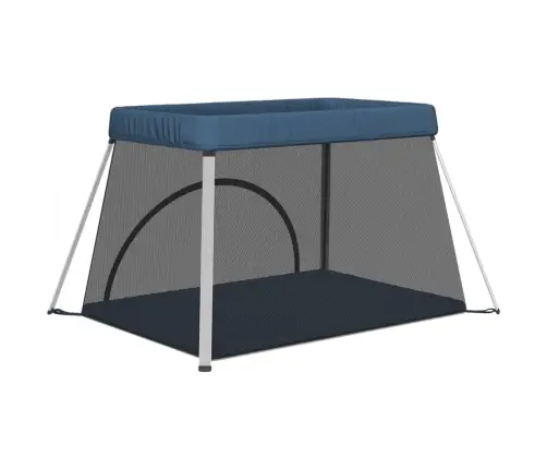 Bērnu Sētiņa Ar Matraci, Zils Lina Audums Vidaxl