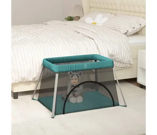 Bērnu Sētiņa Ar Matraci, Zaļš Lina Audums Vidaxl
