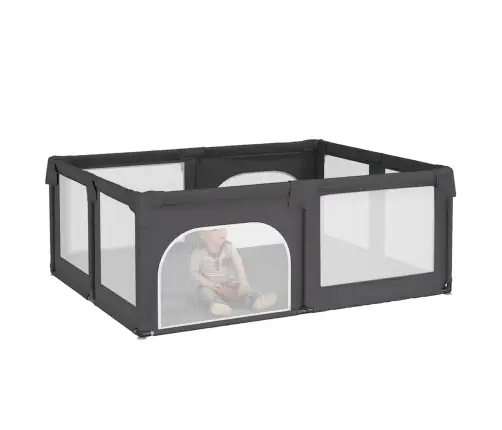 Bērnu Sētiņa Ar Matraci Un 2 Durvīm, Tumši Pelēks Audums Vidaxl