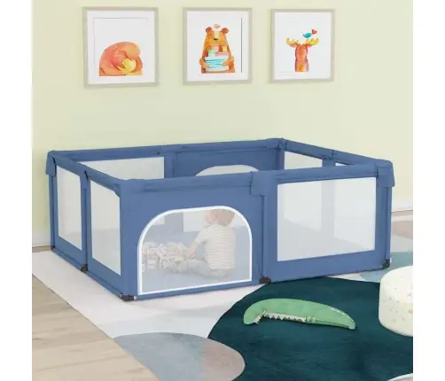 Bērnu Sētiņa Ar 2 Durvīm, Gaiši Zils Audums Vidaxl