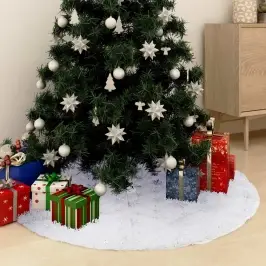 Grezns Ziemassvētku Eglītes Svārki, Balti, 90 Cm, Mākslīgā Kažokāda Vidaxl
