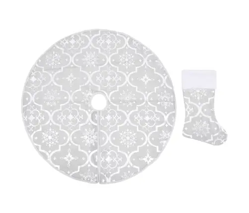 Luksuslik Jõulupuu Alune Lina, Sokiga, Valge, 90 cm Kangas