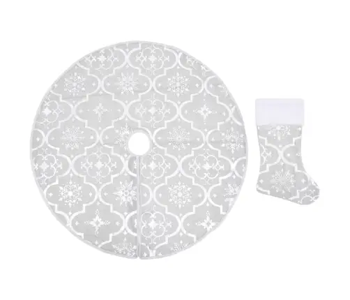 Luksuslik Jõulupuu Alune Lina, Sokiga, Valge, 150 cm Kangas