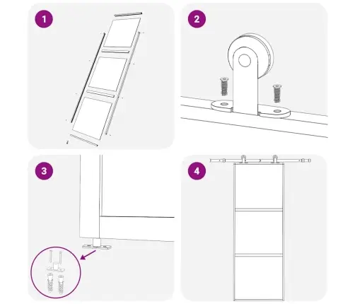Bīdāmās Durvis, 3 Paneļi, 76X205 Cm, Esg Stikls, Melns Alumīnijs Vidaxl