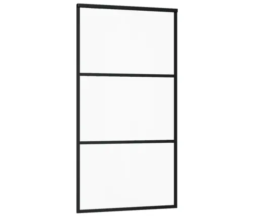 Bīdāmās Durvis, 102X205 Cm, Esg Stikls, Melns Alumīnijs Vidaxl